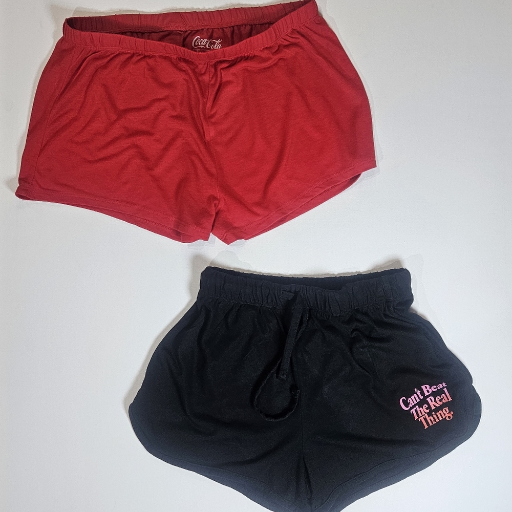 Coca Cola Womens Sleepwear‎ Shorts Size Small Set Of 2 Red Black Comfy Stretchy